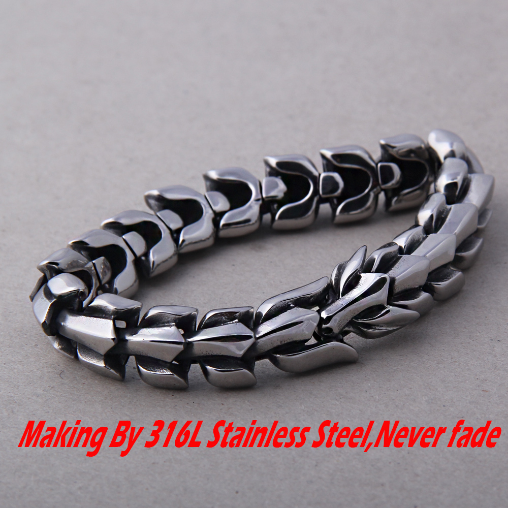 Chain Viking Ouroboros Vintage Punk Bracelet for Men Stainless Steel Fashion Jewelry Hip Hop Street Culture 230512