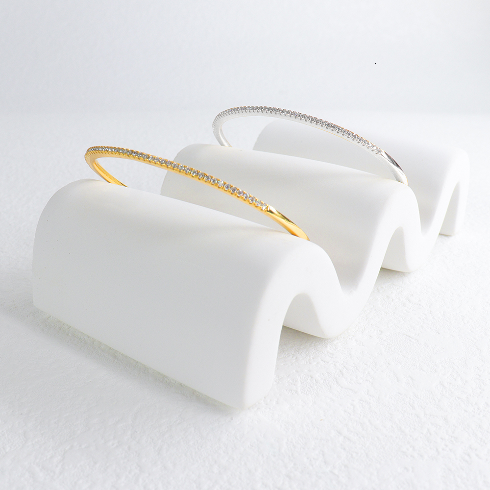 Bangle Poulisa CZ Zircon Cuff Bracelet 925 Sterling Silver Tennis Micro Pave Cubic Zirconia Open Bracelet S925 Open Adjustable Pulse Bracelet 230512