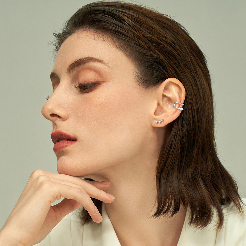Ear Cuff IOGOU Women's Cuff Earrings 925 Sterling Silver 0.6cttw Pear Cut D Silicone Earclip Earrings Accessories Exquisite Jewelry Gift 230512