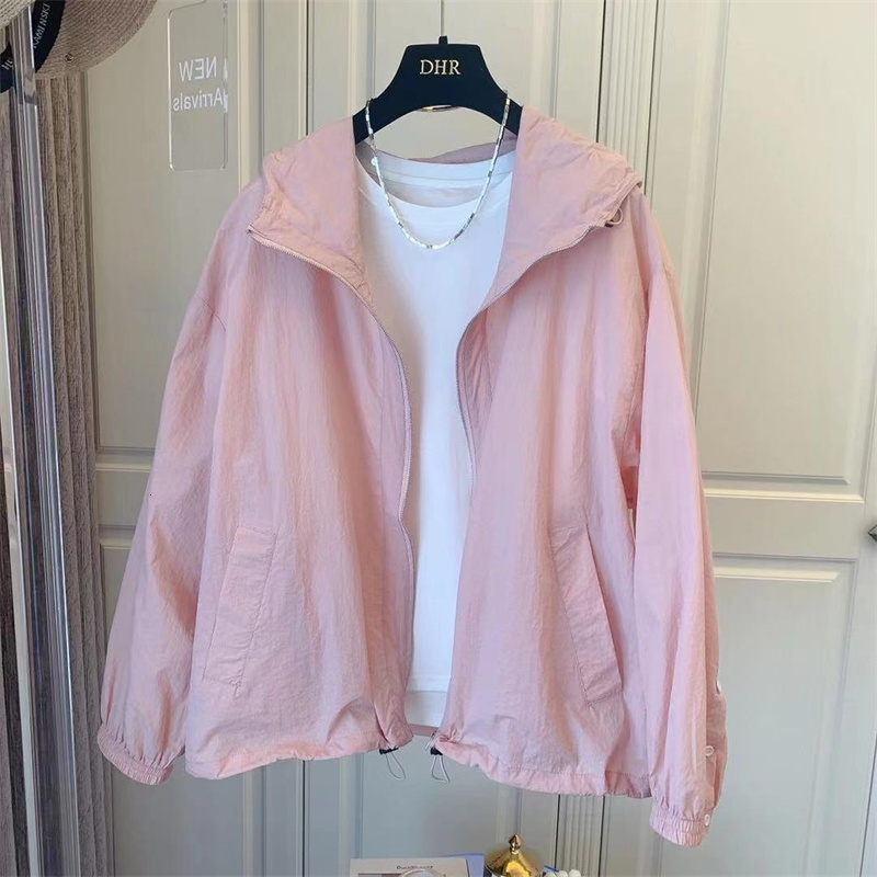 Women's Jackets Korean Sun Protection Clothing Women Jacket Loose Wild Hooded Casual Summer Zipper Windbreaker Female Top Outerwear 230515
