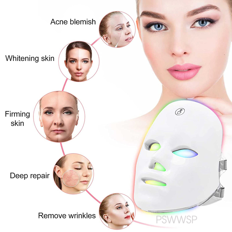 Face Care Devices 7 Colors LED Mask Pon Therapy Skin Rejuvenation Anti Acne Wrinkle Removal Beauty 230512