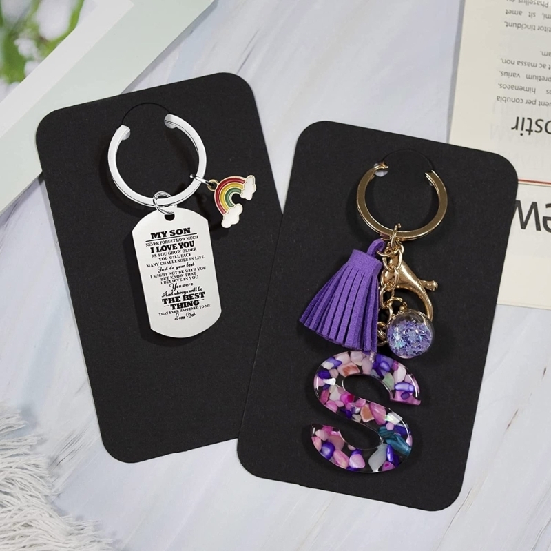 Jewelry Boxes 100 Pcs Keychain Display Cards Keychain Cardboard with Clear Self Sealing Bags Keychain Holder Keyring Cardstock Holder 230512