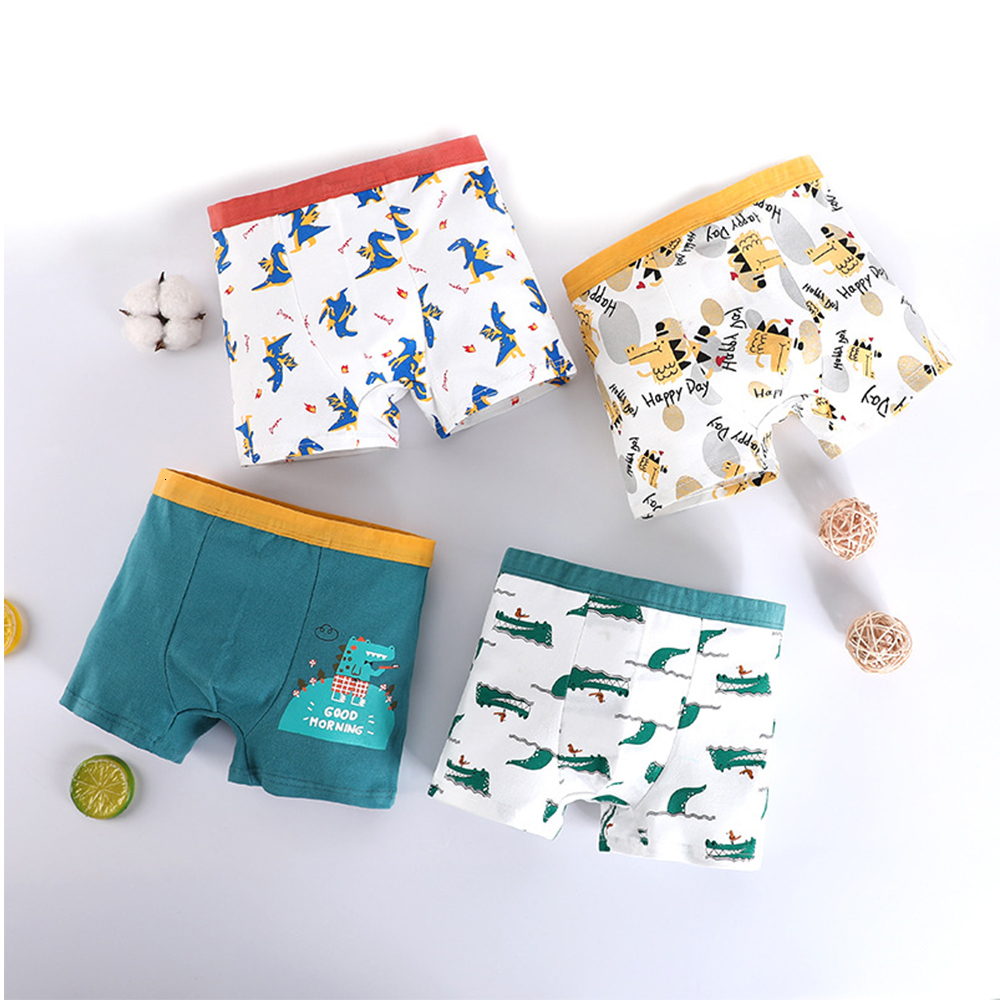 Panties 4pcslot Kids Boys Boxer Underwear Cartoon Childrens Shorts Teenagers Cotton Underpants Dinosaurs Pattern 230512