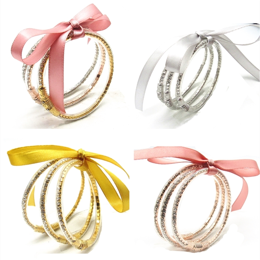 Chain 3pcsSet Crystal Glitter Silicone Bracelet Sparkling Fashion Jelly Bangles Present Idea for Women Girls 230512