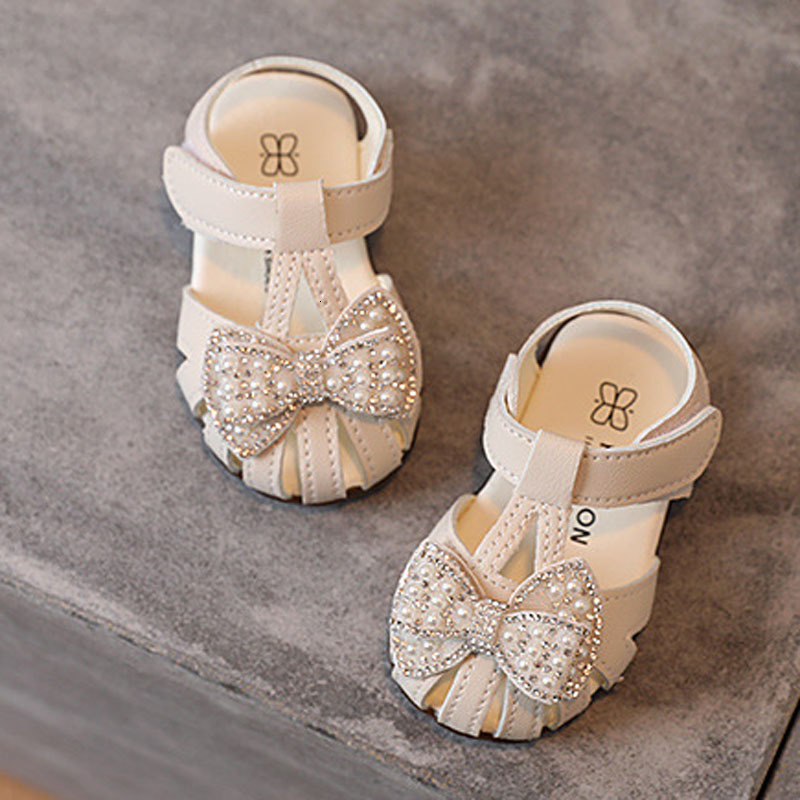 Sandals Princess Baby Sandals Cute Bow Closed Toe Kids Summer Soft Sole Toddler Shoes Girls Sweet Sandals CSH1292 230515