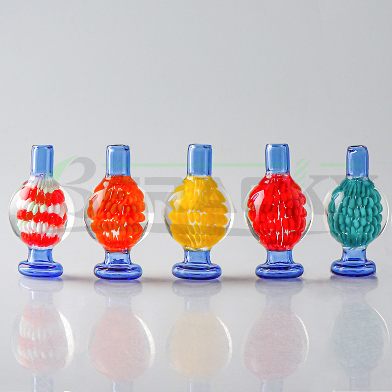 Beracky New Built-in Flower Glass Bubble Carb Cap 26mm OD Stripe Carb Caps for Beveled Edge Quartz Banger Nails