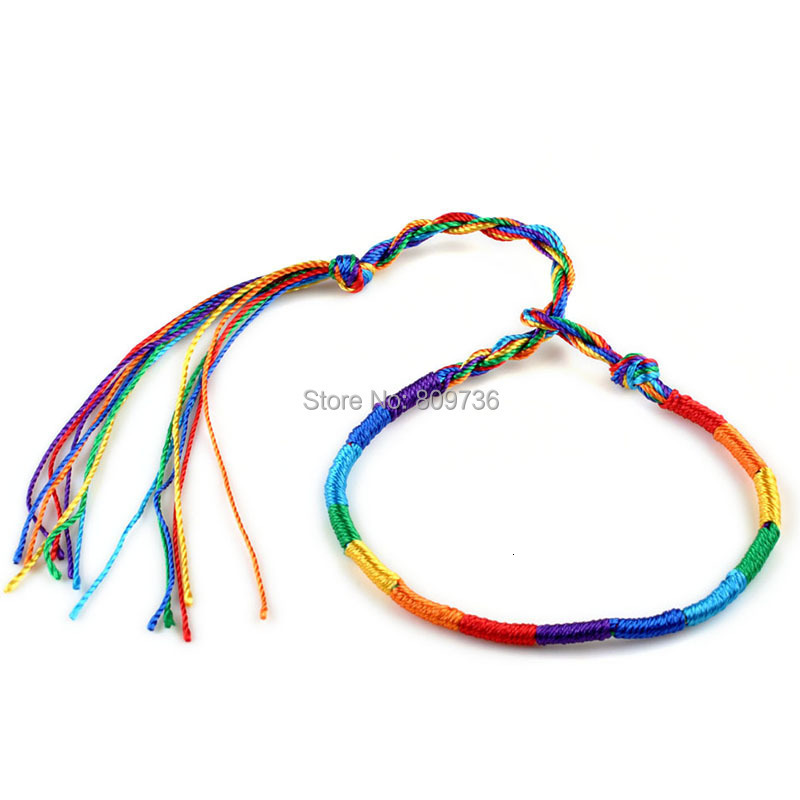 Chain 100Pcs Set Rainbow Color Mix Braid Friendship Bracelets for Women Jewelry Gift DIY Handmade Rope Bangles Random Color 230512