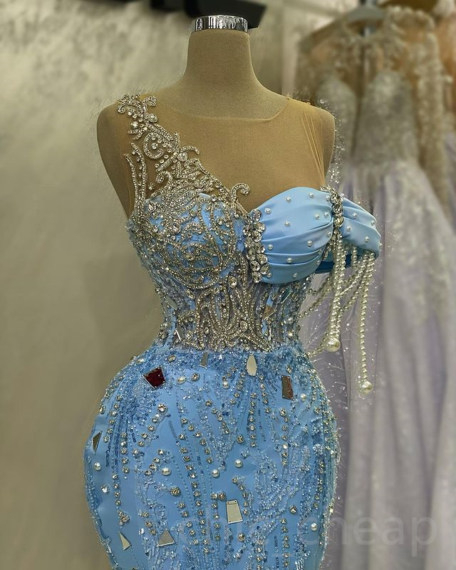 2023 May Aso Ebi Beaded Crystals Prom Dress Sequined Lace Mermaid Evening Formal Party Second Reception Birthday Engagement Gowns Dress Robe De Soiree