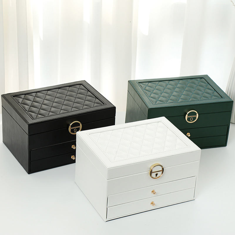 Jewelry Boxes WE Jewelry Box with Watch Pillow 3layer Large Capacity Jewelry Casket Jewelry Organizer Earring Holder Jewelry Storage Gifts 230512