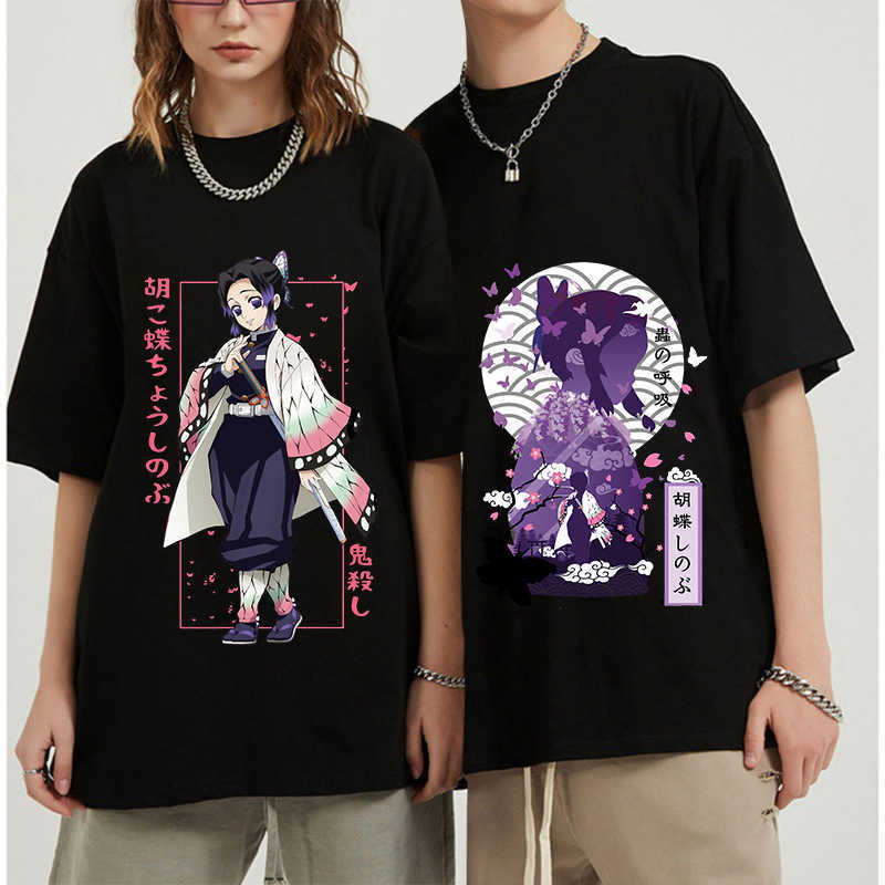 Women's T-Shirt Japanese Anime Demon Slayer T Shirt Unisex Tanjirou Kamado Graphic Tee Shirt Women Kimetsu No Yaiba Nezuko Tshirt Female T-shirt 