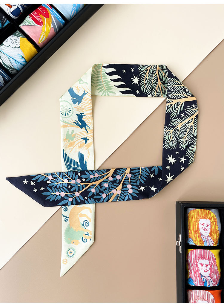 100% Silk 23 Colors Elegant Geometry Print Square Scarf Women Bandana Hairband Lady Head Wraps Female Shawl Fashion Neckerchief+box