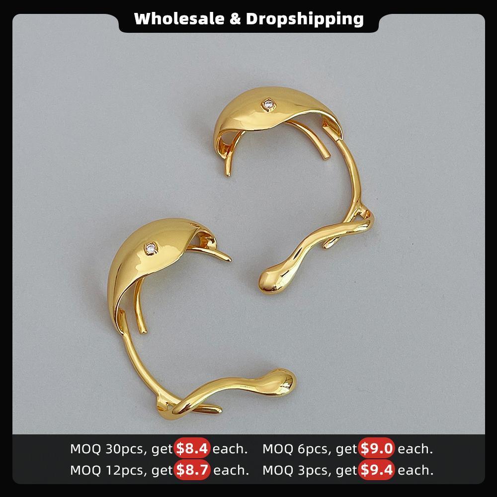 Ear Cuff ENFASHION Irregular Clip on Women's Earrings Fashion Jewelry Party Gold Earrings Cuffs Zircon Pendant Muji Good Product E221386 230512