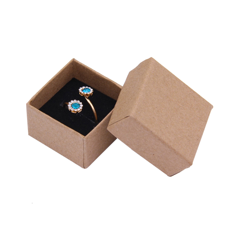 Jewelry Boxes 4x4x3cm Ring Box 24pcs Kraft EarringsPendant Gift Boxes High Quality Jewelry Organizer Display Paper Packaging Black Sponge 230512