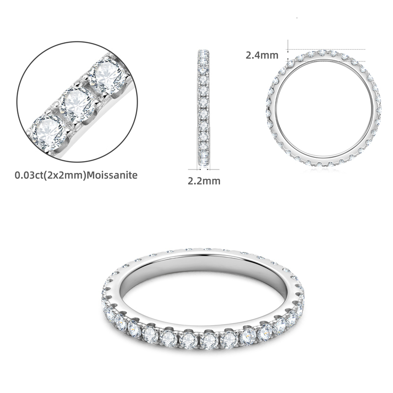 With Side Stones IOGOU 2mm D Colorful Eternal Wedding Band Original 925 Sterling Silver White Gold Stackable Ring for Women Wholesale 230512