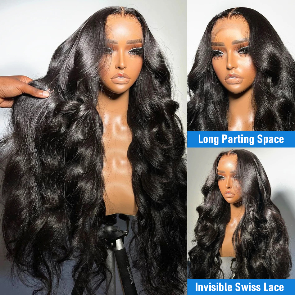 40 Inch 13x4 Body Front Human Hair Wigs 250% Brazilian Water Wave Lace Frontal For Women Blonde/Red/Grey Synthetic Wig Cosplay