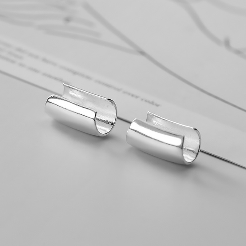 Ear Cuff TrustDavis Real 925 sterling silver smooth surface earrings with cuffs clipped onto the suitable for women's wedding parties Fine S925 j