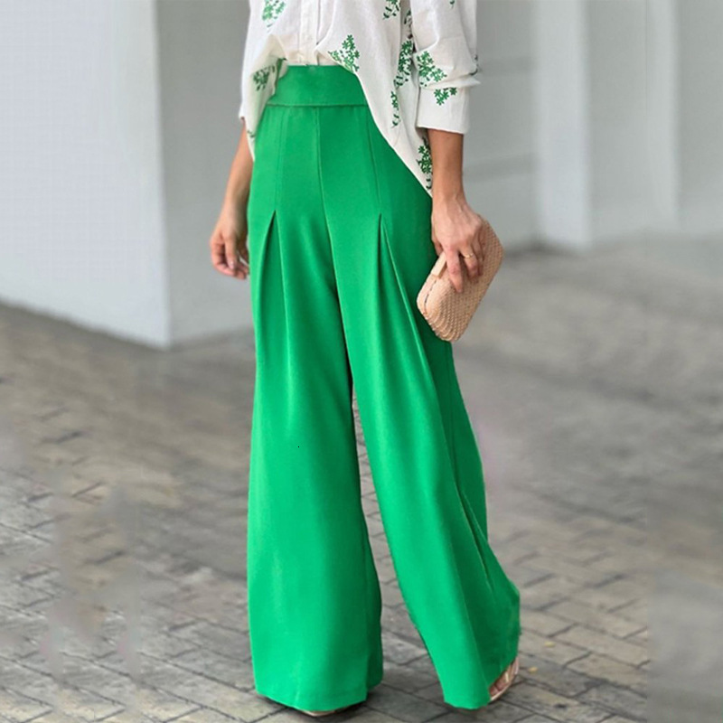 Women's Two Piece Pants S-3XL fashion Shirt Tophigh Waist Solid Color Wide Leg Pants Spring And Summer Fashion Trend Two-piece Set 230515