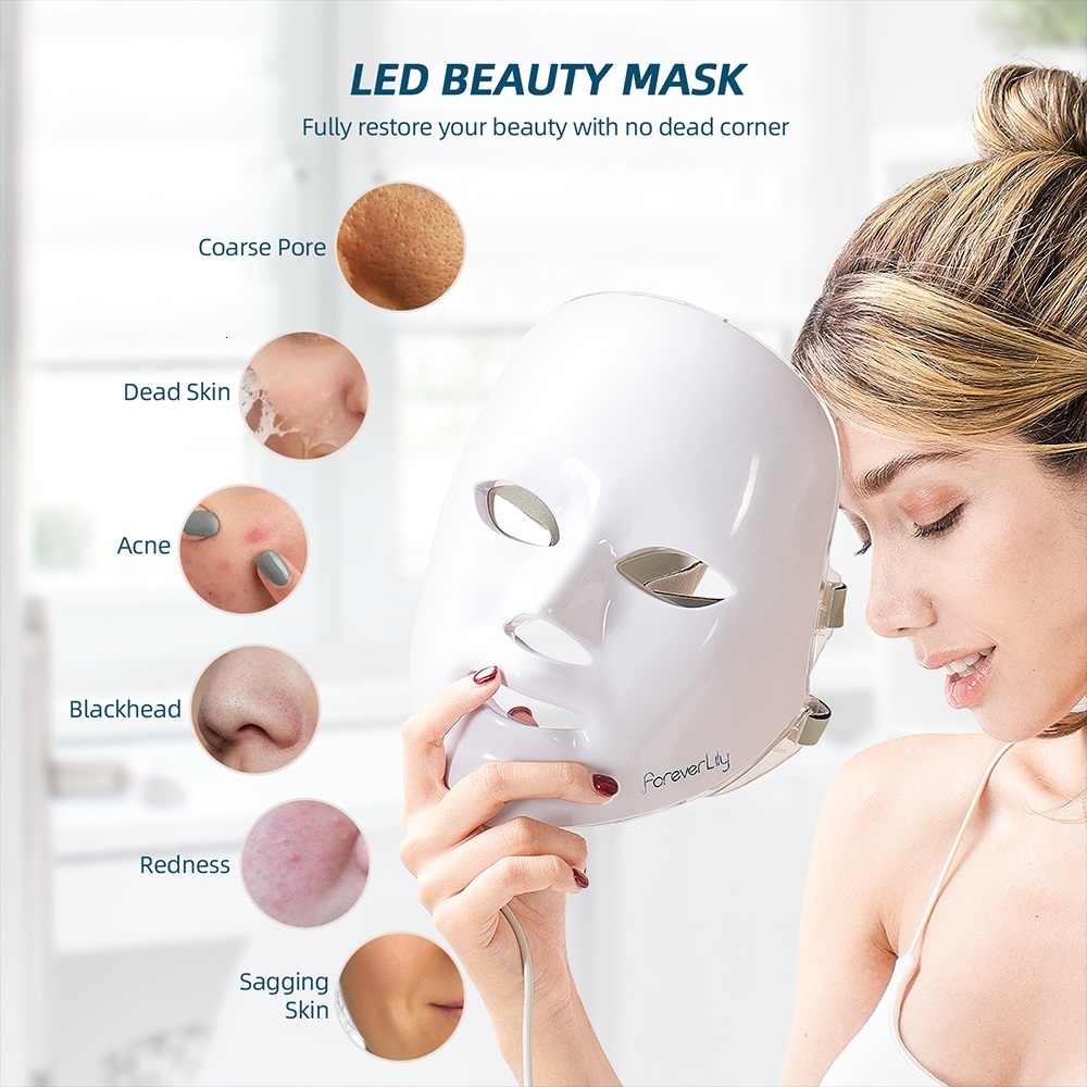 Face Care Devices Foreverlily Minimalism 7 Colors LED Mask Pon Therapy AntiAcne Wrinkle Removal Skin Rejuvenation Tools 230512