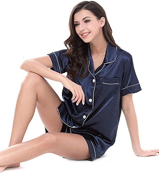 Women's Sleepwear Satin Pyjama Pour Femme Home Wear Pajamas 2 Piece Set Women Suits with Shorts Sleepwear Loungewear Plus Size Summer 230515