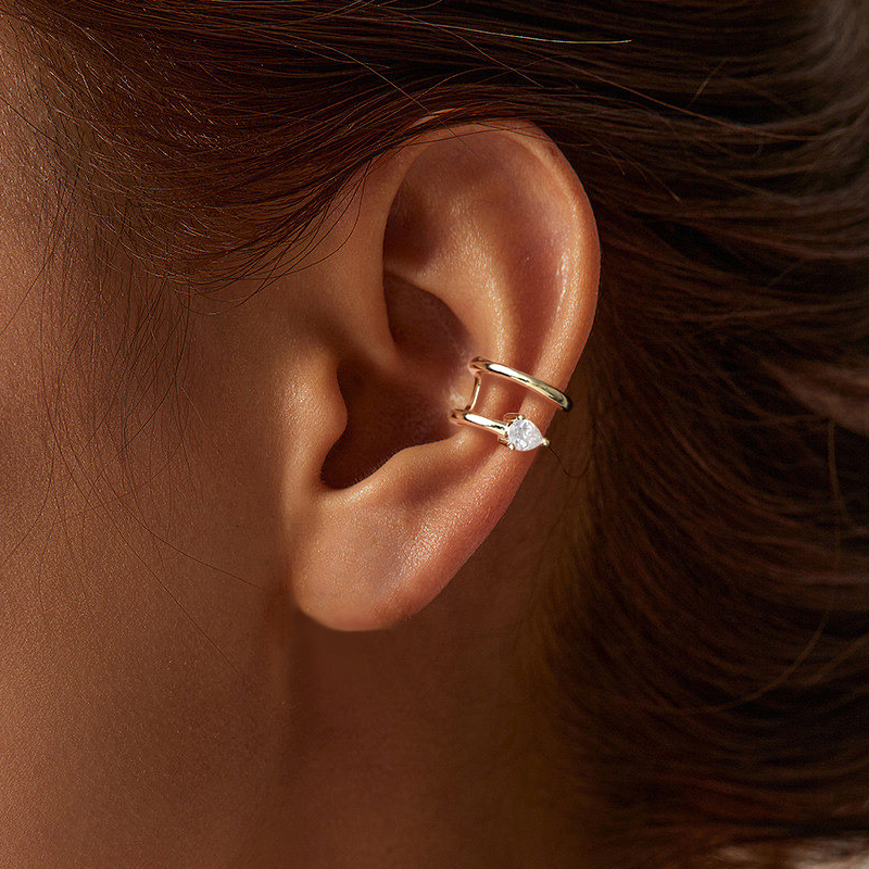 Ear Cuff IOGOU Women's Cuff Earrings 925 Sterling Silver 0.6cttw Pear Cut D Silicone Earclip Earrings Accessories Exquisite Jewelry Gift 230512