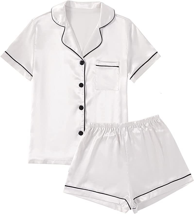 Women's Sleepwear Satin Pyjama Pour Femme Home Wear Pajamas 2 Piece Set Women Suits with Shorts Sleepwear Loungewear Plus Size Summer 230515