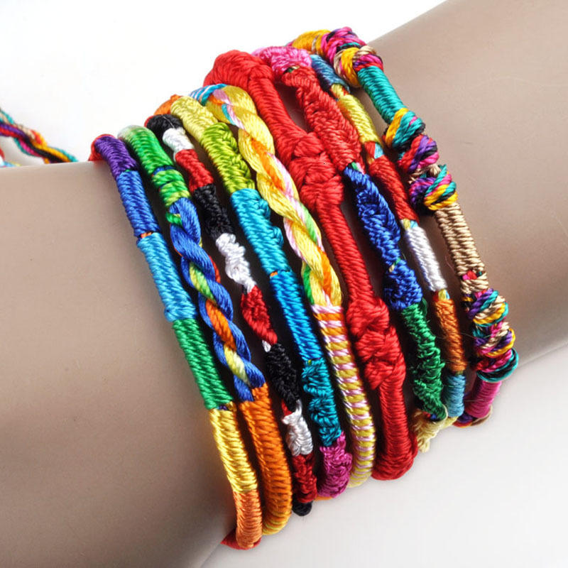 Chain 100Pcs Set Rainbow Color Mix Braid Friendship Bracelets for Women Jewelry Gift DIY Handmade Rope Bangles Random Color 230512