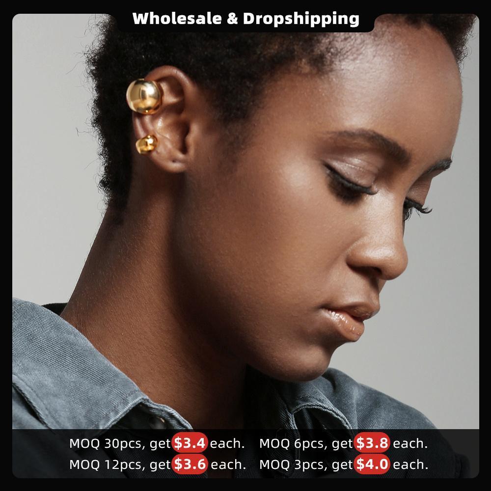 Ear Cuff ENFASHION punk ball earrings with cuffs clipped onto female earrings gold rock pea earrings without perforations 230512
