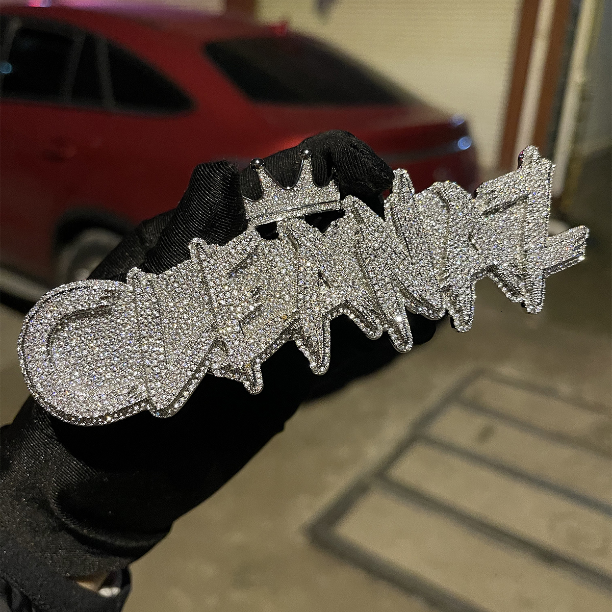 Charms Bubble Letter Name Necklace Personalized Customization Jewelry Platinum Chromium Crown Blind Window Rap Singer Sparkling Charm Hip Hop Trend 23