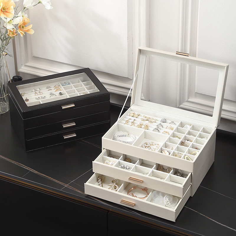 Jewelry Boxes Size SML Jewelry Organizer Display Travel Jewellery Case Boxes Travel Portable Jewelry Box PU Storage Organizer Earring Holder 230512
