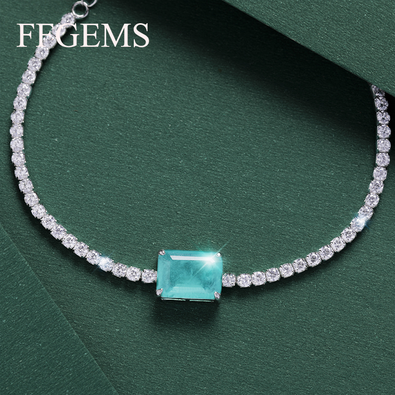 Chain FFGEMS Paraiba Tourmaline Jade Gem Diamond Bracelet Charm Tennis Bracelet Silver Gold Exquisite Jewelry Wholesale Box 230512