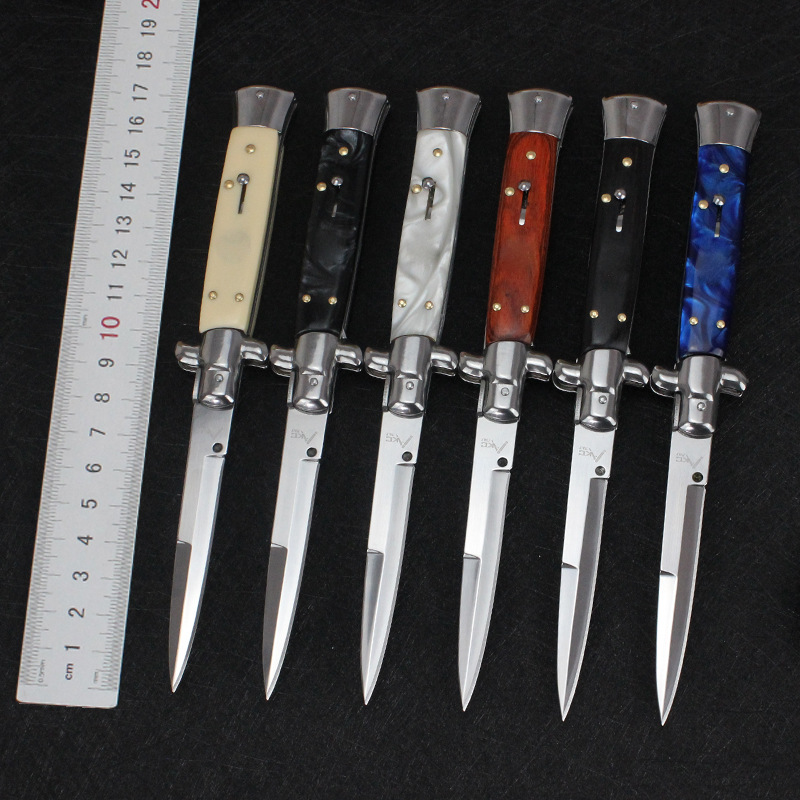 The 9 Inch ACK Godfather Stiletto Mafia Horizontal Folding knife Classical Automatic Pocket knives Bill DeShivs Patron Guardian 10 11 13 Auto EDC Tools