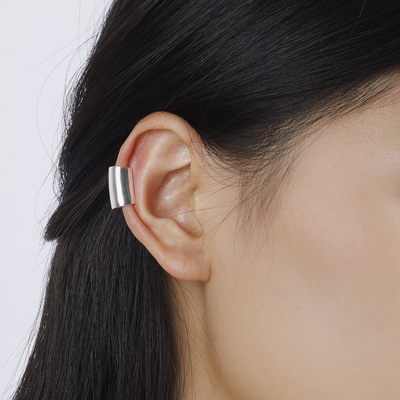 Ear Cuff TrustDavis Real 925 sterling silver smooth surface earrings with cuffs clipped onto the suitable for women's wedding parties Fine S925 j