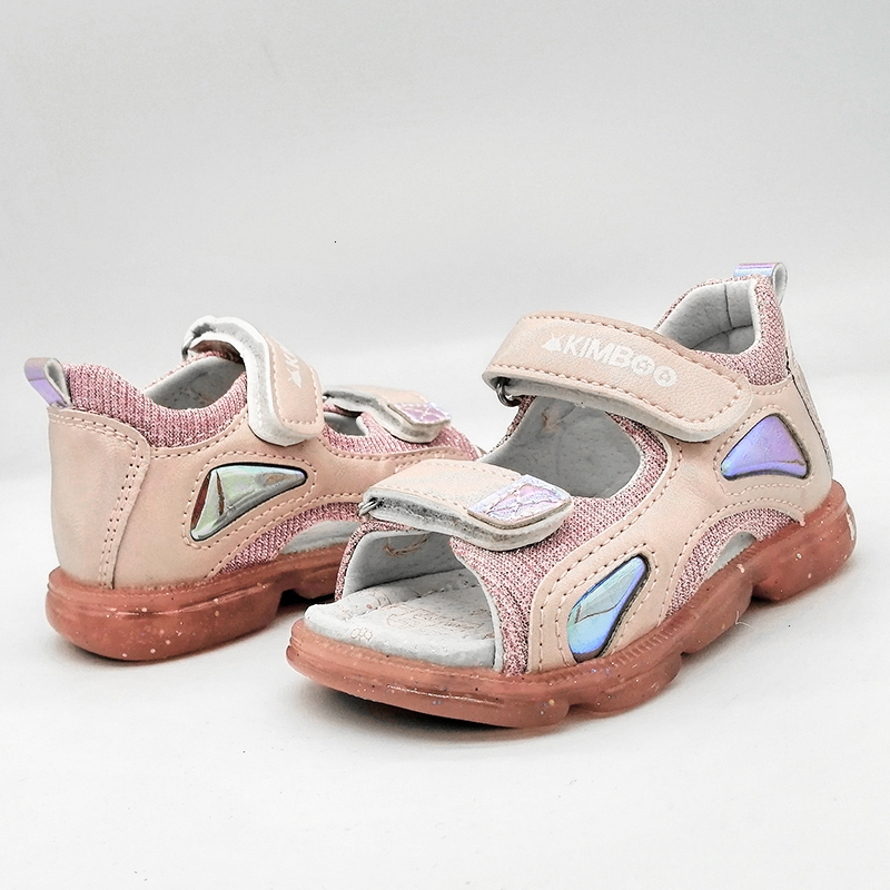 Sandals PU Leather Sequins arch support Orthopedic Girl Sandals back hard Children Shoesinner 13.2-16.2cm antiskid Kids Shoes 230515