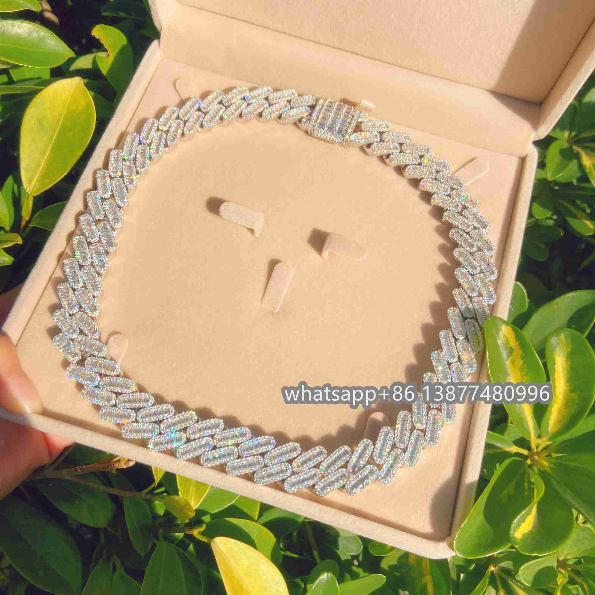 Bust Down Jewelry Sterling Silver S925 Flawless Vvs Baguette Moissanite Men Miami Cuban Link Chain Diamond Necklace
Bust Down Jewelry Sterling Silver S925 Flawless Vvs Baguette Moissanite Men Miami Cuban Link Chain Diamond Necklace