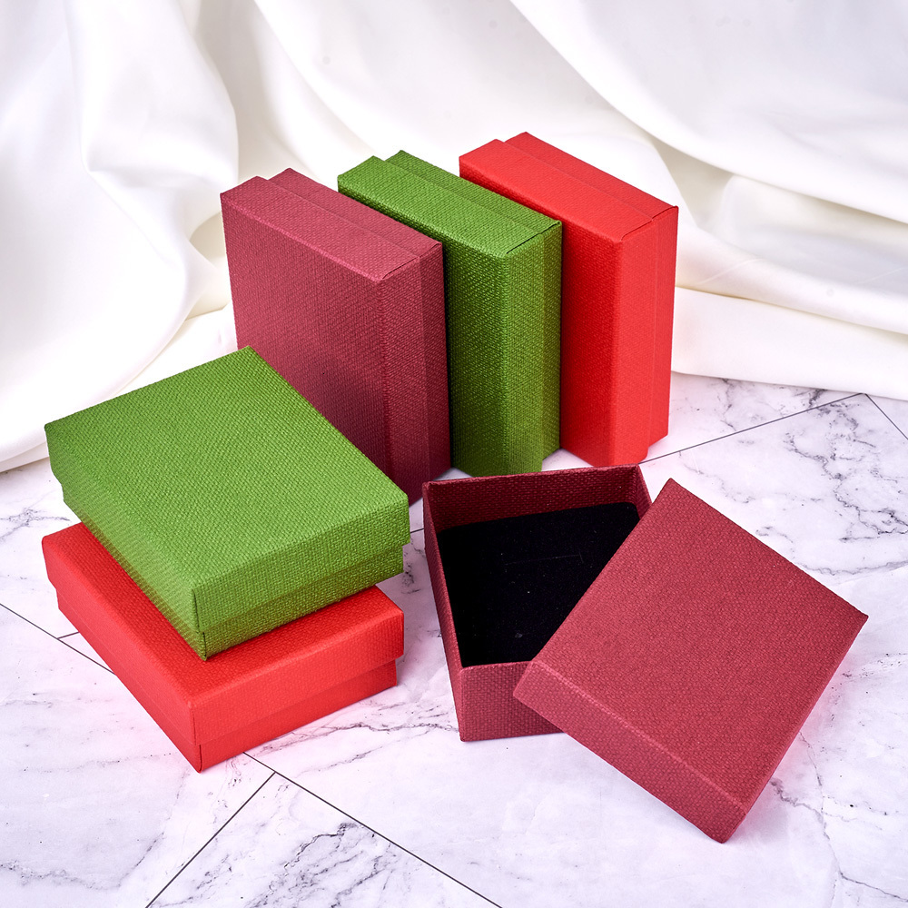 Jewelry Boxes pandahall Cardboard Jewelry box Set Gift Boxes for Earrings Ring Necklace Packing jewelry organizer Display Boxes 9x7x3cm 12pcs 230512