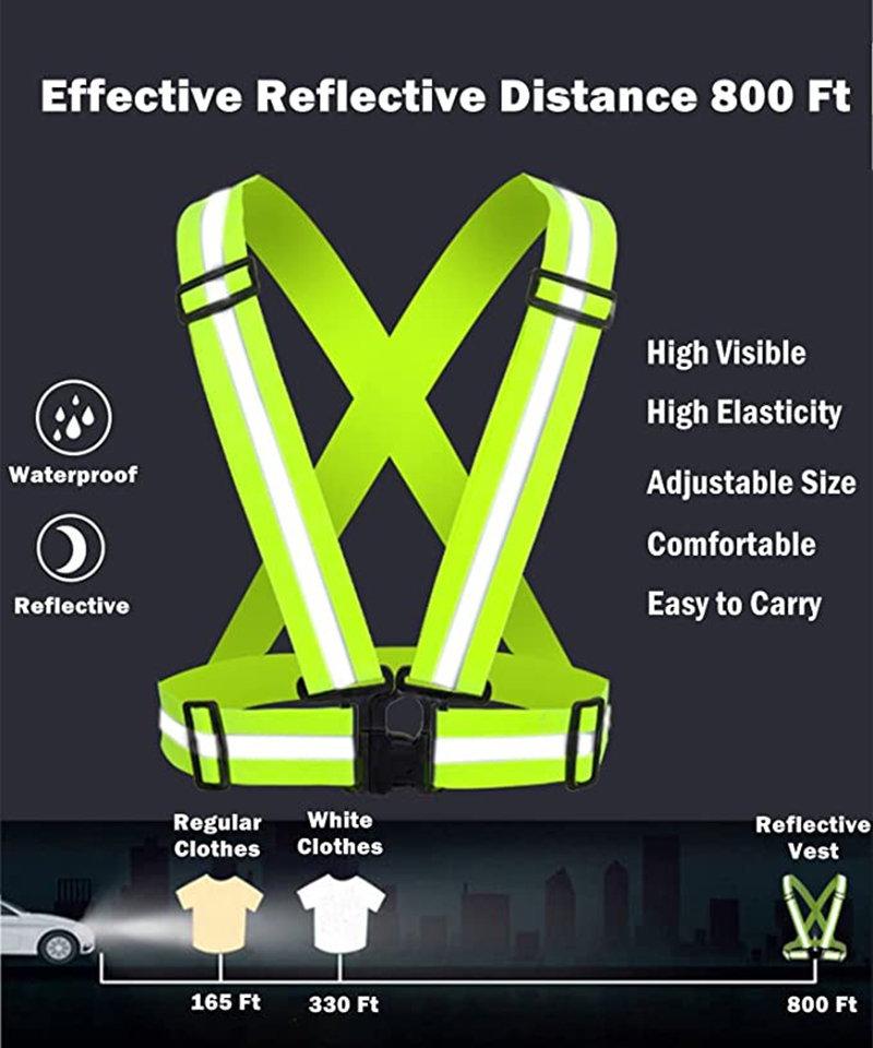 Reflective Safety Vest High Visibility Reflective Running Gear Vest Adjustable Straps for Women Men Outdoor Jogging, Cycling, Walking and Riding