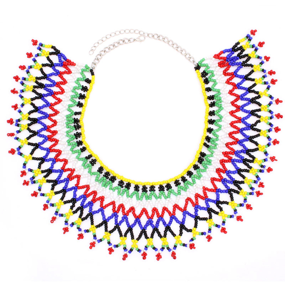 Pendant Necklaces African Tribal Ethnic Colorful Bead Necklace Bohemia Indian Bride Bib Necklace Egypt Nigeria Statement Necklace Jewelry 230512