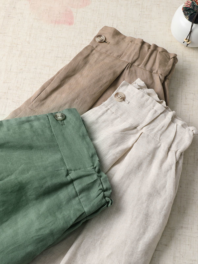 Women's Shorts Women's Summer Shorts Cotton Casual Solid High Waist Shorts Elastic Waist Button Cozy Loose Linen Fashion Shorts 230515