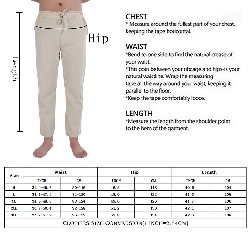 Men's Pants Men's Cotton Linen Pants Solid Color Male Breathable Trousers Waist Loose Long Pants Men Casual Joggers Fitness Streetwear S-3XL