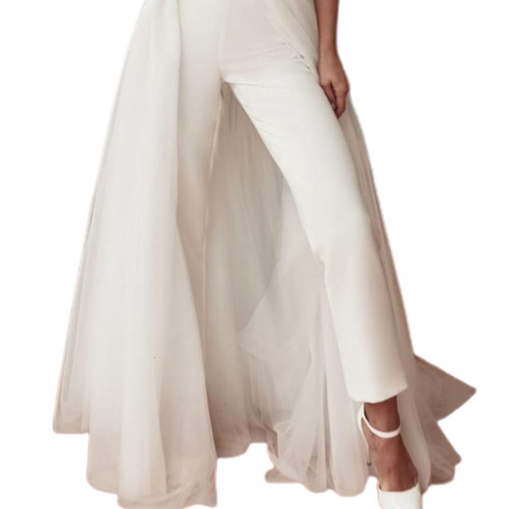Women's Two Piece Pants Stylish White Backless Tulle Jumpsuit Women Sexy Strapless Jumpsuit Solid Color Slim Asymmetry Sleeveless Bodysuit Summer