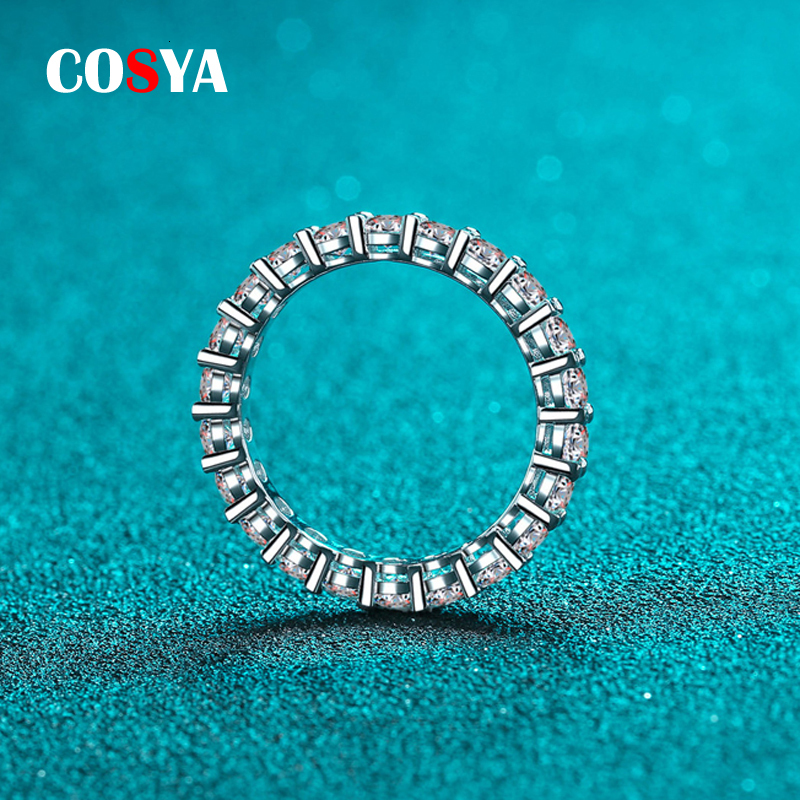 Solitaire Ring COSYA 2.2 Ct All Mo Silicone Women's Row Ring 925 Sterling Silver D Platinum Diamond Ring Eternal Wedding Exquisite Jewelry 230512