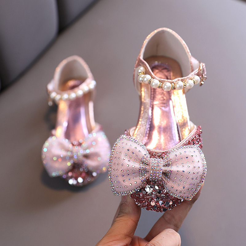 Sandals Bowknot Party Baby Girl Shoes Princess Fashion Sequins Flat Summer Girls Sandals Cute Kids Shoes 230515