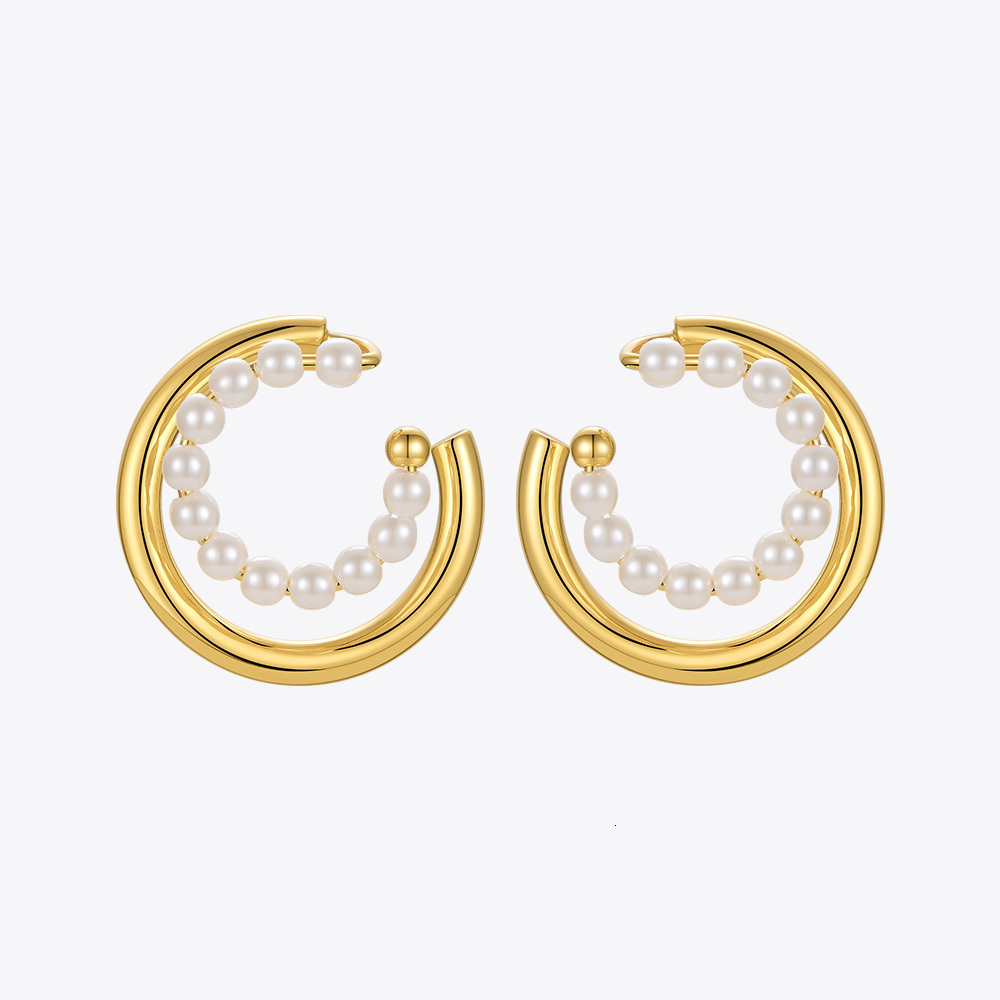 Ear Cuff ENFASHION Cute Pearl Earrings with Cuff Clip Birthday Gift Earrings Fashion Jewelry Boucle Oreille Women's Earrings E211276 230512