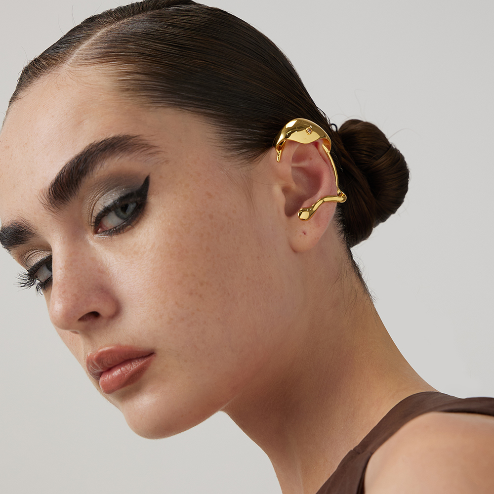 Ear Cuff ENFASHION Irregular Clip on Women's Earrings Fashion Jewelry Party Gold Earrings Cuffs Zircon Pendant Muji Good Product E221386 230512