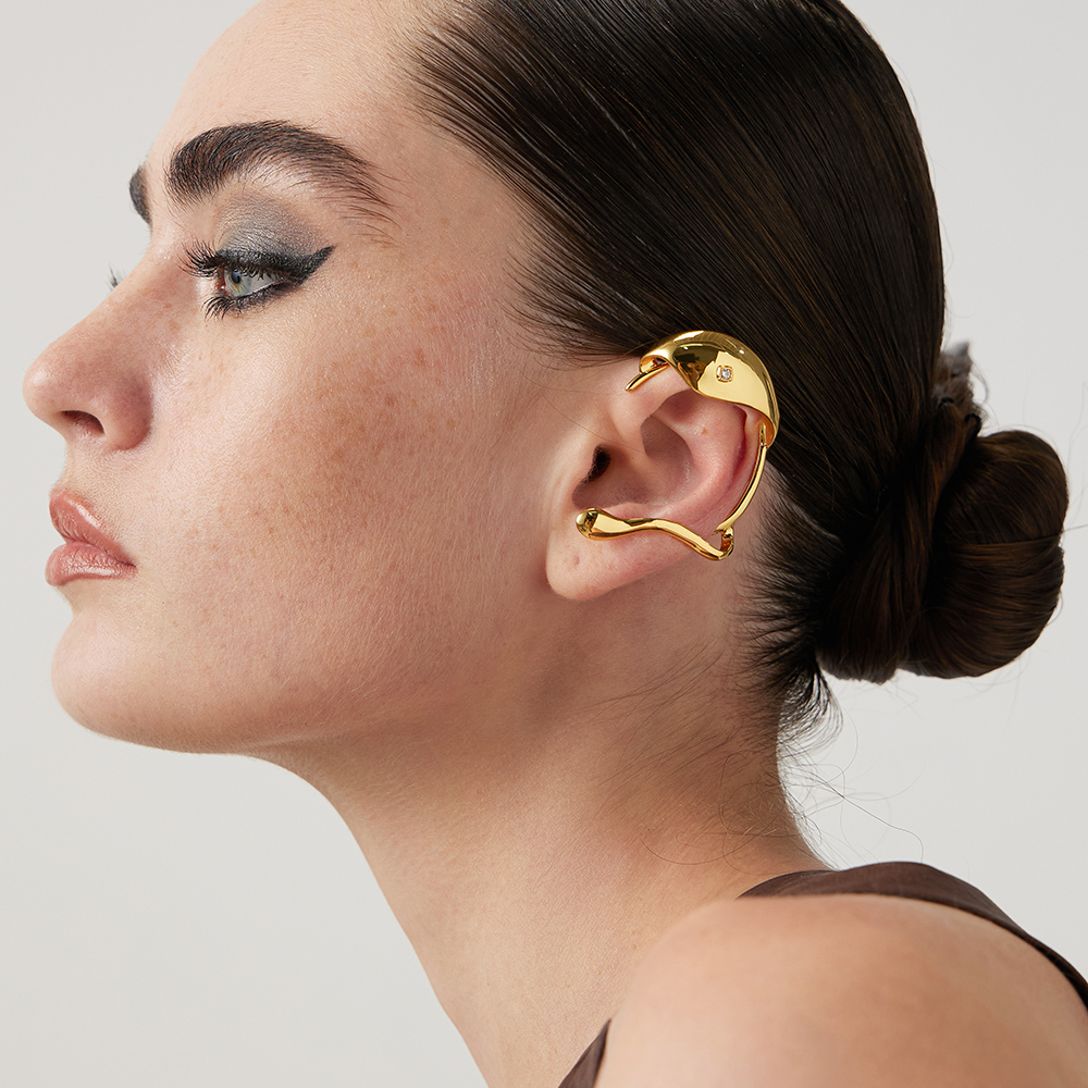 Ear Cuff ENFASHION Irregular Clip on Women's Earrings Fashion Jewelry Party Gold Earrings Cuffs Zircon Pendant Muji Good Product E221386 230512