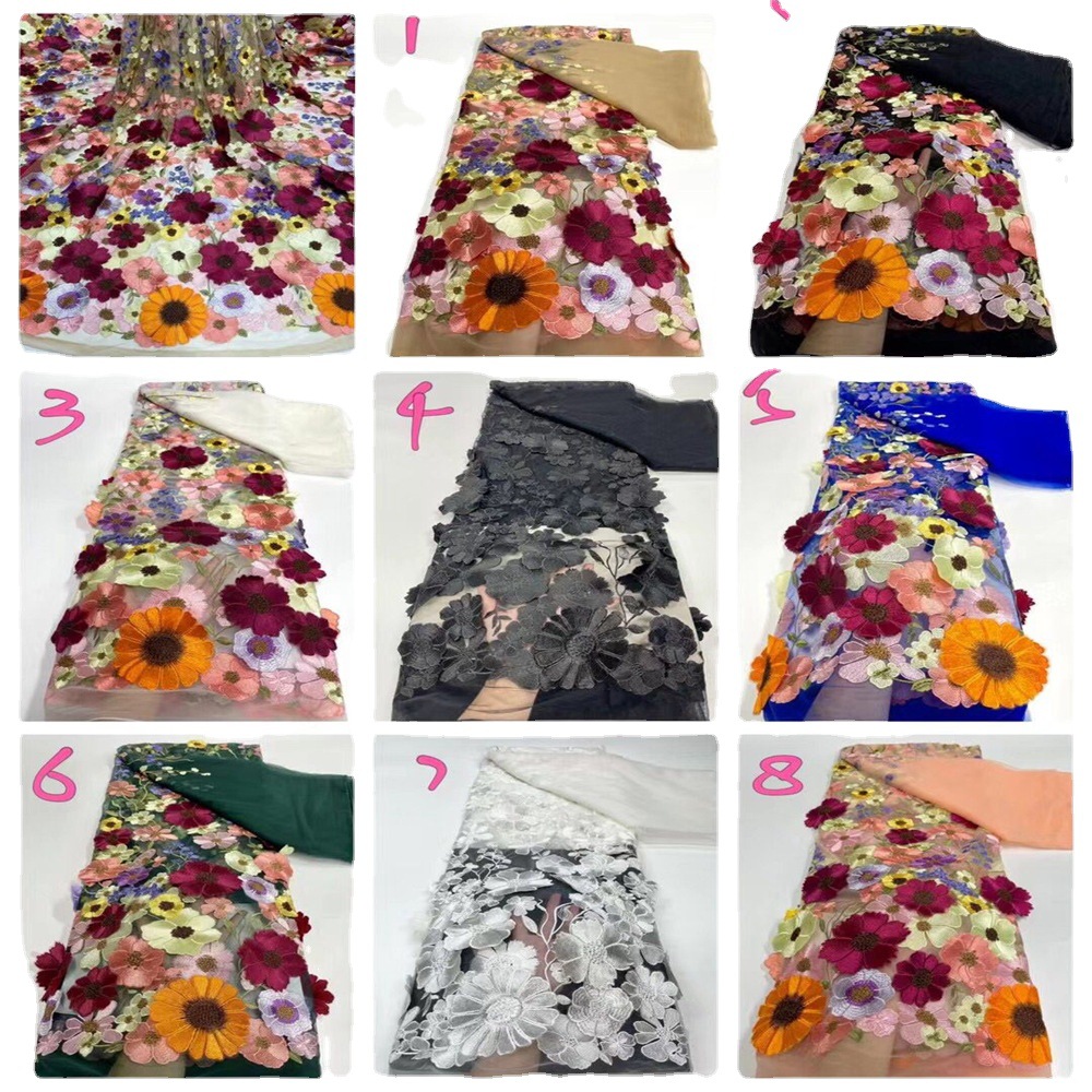 3D Floral Mother of Bride Dresses Tea Length Flowers Wedding Guest Gown with 3/4 Sleeve Mother's Party occasion gown Wear
