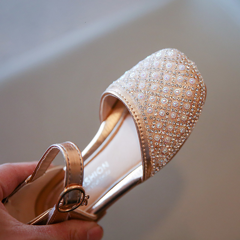 Sandals Baywell Children Sandals Pearl Bow Wedding Princess Girls Sandal Party Dance Baby Flats Kids Performance Shoes 230515