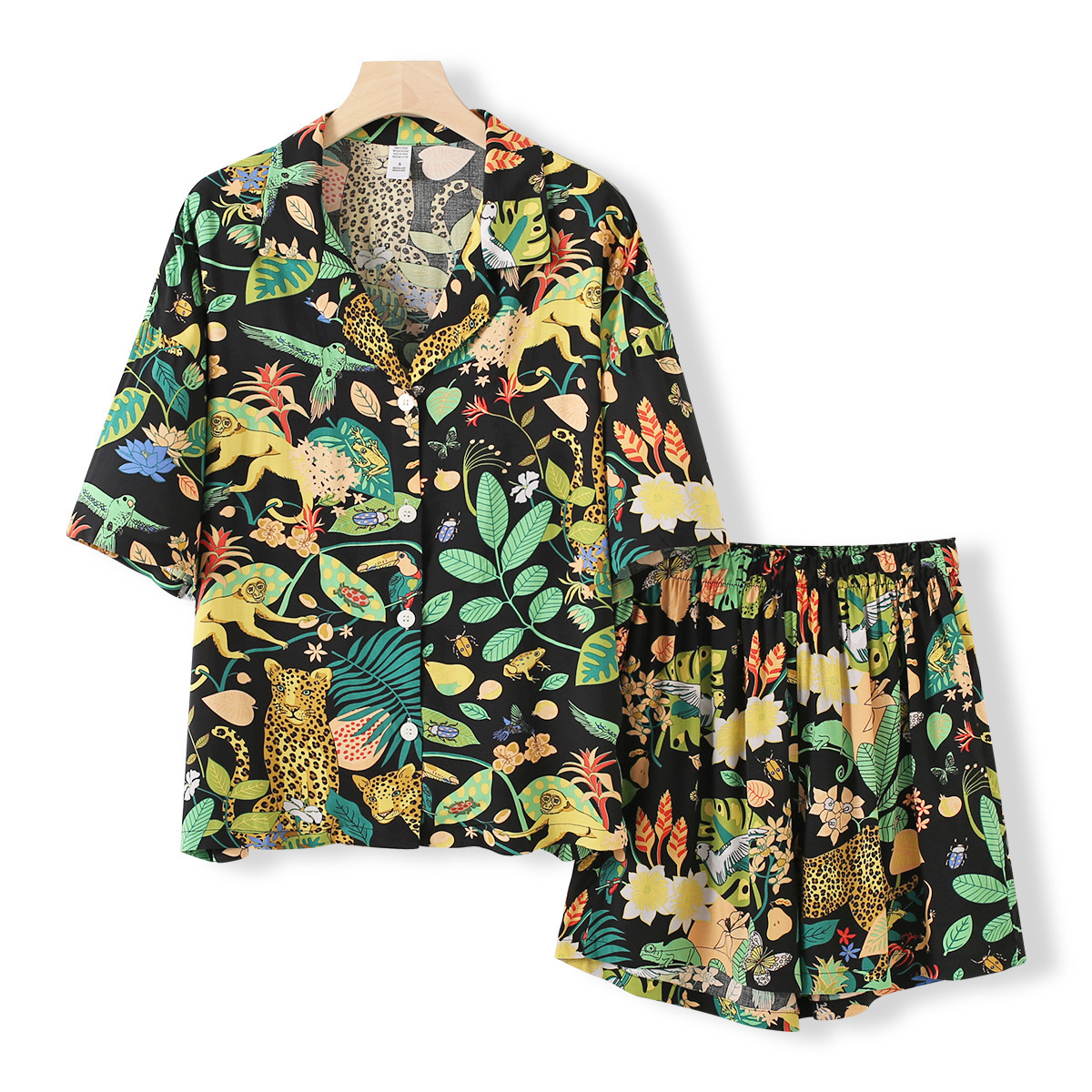 Women's Sleepwear Tiger Animals Print Shorts Pajamas Women's Home Suit Comfortable Cotton Viscose Pajama Set for Spring and Summer Ladies Ho