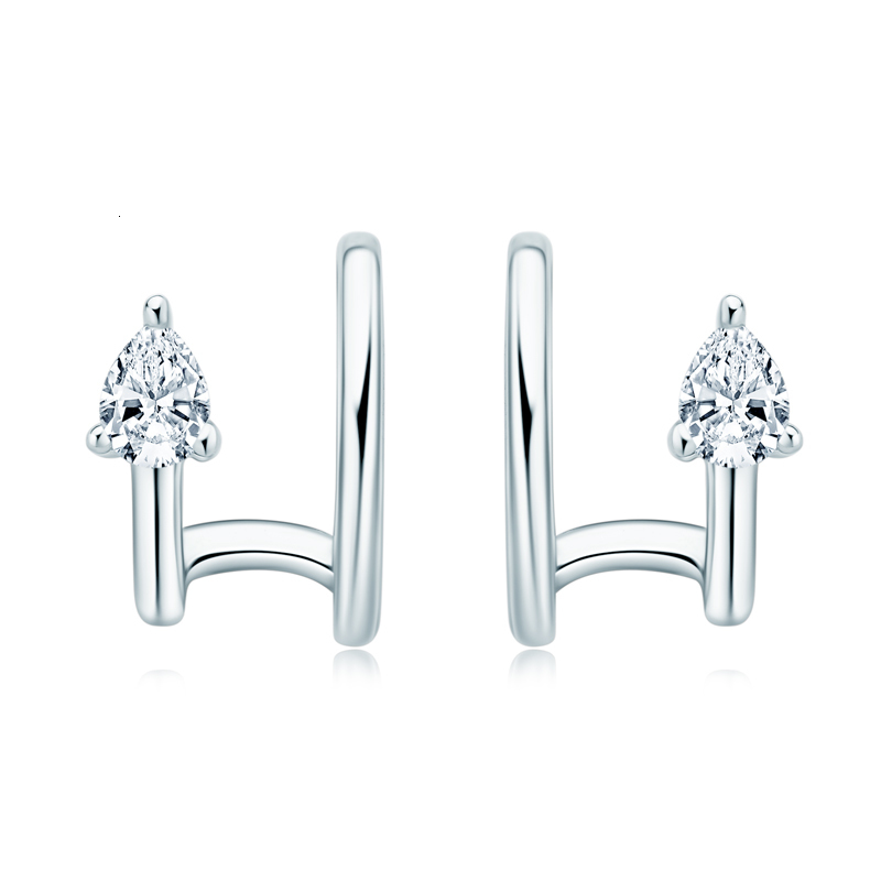 Ear Cuff IOGOU Women's Cuff Earrings 925 Sterling Silver 0.6cttw Pear Cut D Silicone Earclip Earrings Accessories Exquisite Jewelry Gift 230512