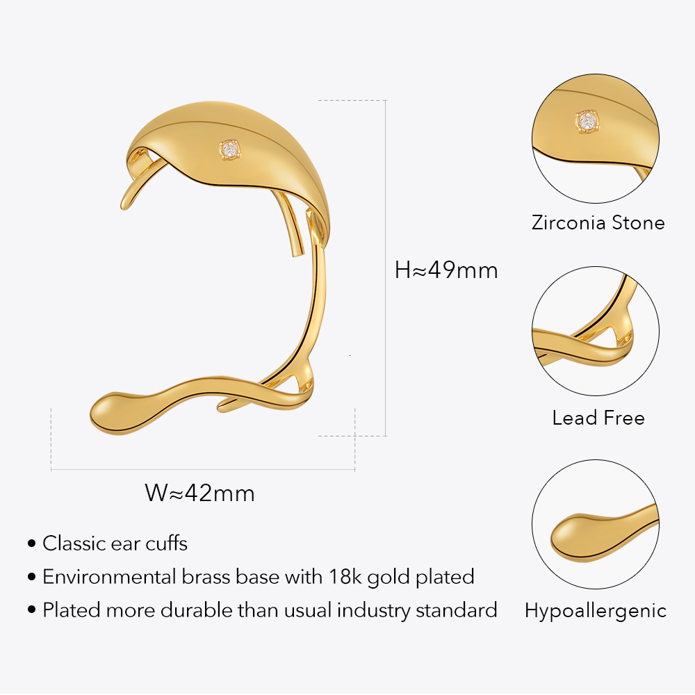 Ear Cuff ENFASHION Irregular Clip on Women's Earrings Fashion Jewelry Party Gold Earrings Cuffs Zircon Pendant Muji Good Product E221386 230512
